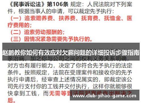 赵鹏教你如何有效应对欠薪问题的详细投诉步骤指南
